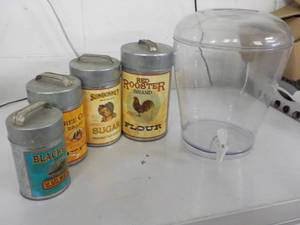 lot 96 image: Galvanized Canister Set and Beverag...