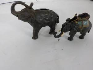 lot 107 image: 2 Cast Iron Elephants...