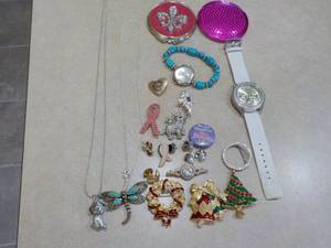 lot 174 image: Compacts, Necklaces, Watches and Pi...