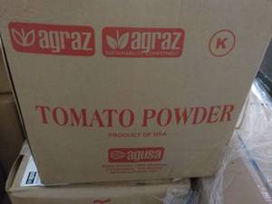 lot 249 image: 2 Boxes, 50 pounds each of dehydrated tomato powder