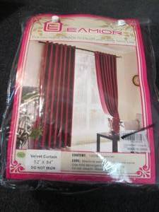 lot 66 image: Velvet Curtains 2 Panels 52x84 inch...