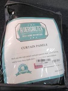 lot 74 image: 2 Black Curtain Panels 52x108 inche...