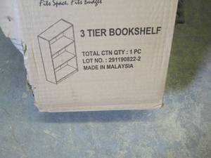 lot 108 image: Furinno 3 Tier White Bookshelf open...