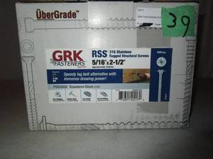 lot 39 image: Box GRK Fasteners RSS-316 Stainlesss Rugged Structural Screws