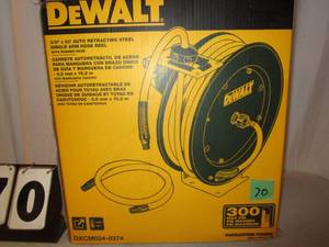 lot 70 image: DeWalt Auto Retracting Hose Reel with 38 x 50 Hose