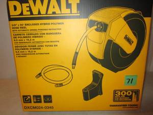lot 71 image: DeWalt Auto Retracting Hose Reel with 38 x 50 Hose
