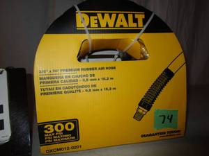 lot 74 image: DeWalt Premium Rubber Air Hose - 50 ft