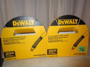 lot 76 image: DeWalt Premium Rubber Air Hose - 25 ft - qty 2