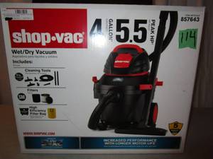 lot 114 image: Shop Vac 4 Gallon WetDry Vac