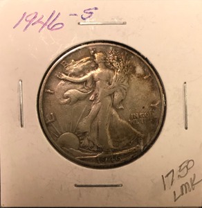 lot 60 image: 1946-S Walking Liberty Half Dollar