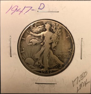 lot 59 image: 1947-D Walking Liberty Half Dollar
