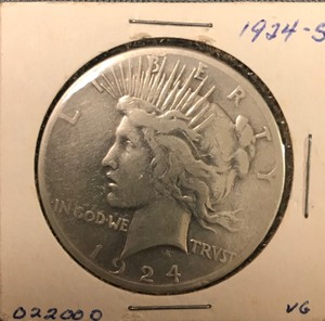 lot 104 image: 1924-S Peace Dollar