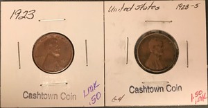 lot 20 image: Two Different Lincoln Wheat Cents - 1923 & 1923-S