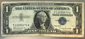 lot 38 image: 1957 B $1 Silver Certificate - T 13255070 A