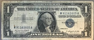 lot 43 image: 1957 A $1 Silver Certificate - M 91162605 A