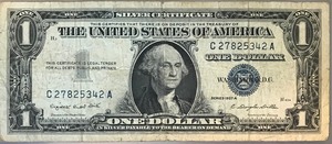 lot 37 image: 1957 A $1 Silver Certificate - C 27825342 A