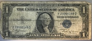 lot 46 image: 1935 B $1 Silver Certificate -F 25000168 D