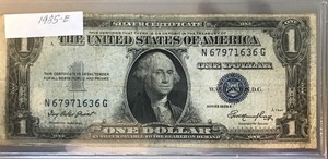 lot 108 image: 1935 E 1$ Silver Certificate - N 67971636 G