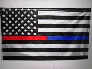 3 ft x 5 ft Red and Blue Line Ameri...