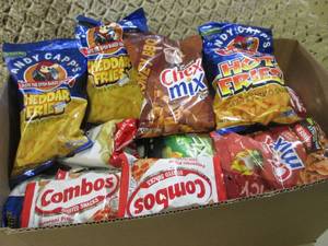 Box Full of Assorted Chips and Snac...