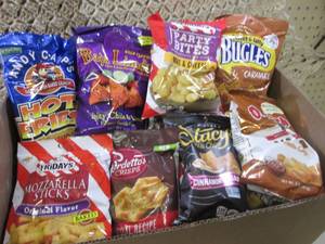 Box Full of Assorted Chips and Snac...