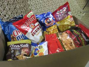 Box Full of Assorted Chips and Snac...