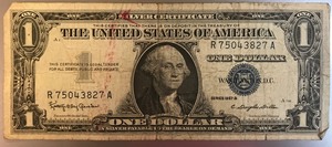1957 B $1 Silver Certificate - R75043827A