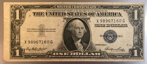 1935 E 1$ Silver Certificate - X98967160G