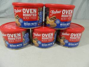 5 New Containers of Fishers Mixed Nuts