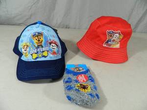 2 New Paw Patrol Hats and New Fuzzy Socks