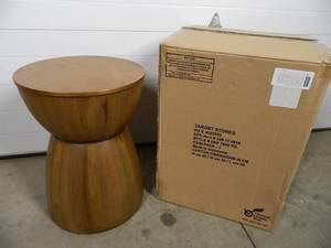 New Prisma Round Natural Wood Turned Drum Accent Table Brown - Project 62