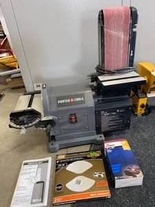 lot 6 image: Porter Cable PCB420SA Belt with 8 Disc Bench Sander, 4 x 36