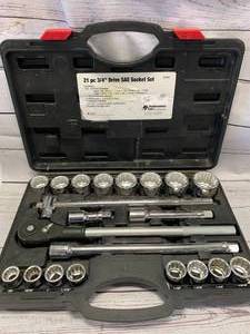 lot 19 image: Performance Tools 21pc 34dr. SAE Socket Set
