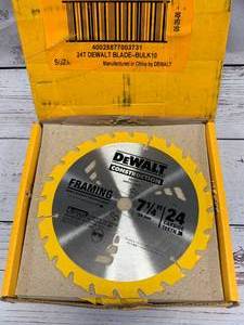lot 29 image: Lot of 8 DeWalt 7 14 24 Tooth Framing Circular Saw Blades