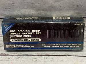 lot 73 image: Mechanics 9pc 38 dr. Metric Deep Impact Socket Set 10-19mm