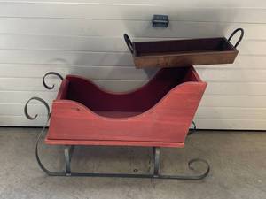 lot 159 image: Iron & Wood Sleigh and Tray 30 wide 18 Tall