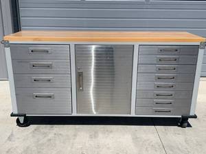 lot 165 image: High End Toolbox Stainless Steel  Wood Ball Bearing Slides