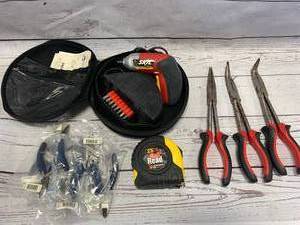 lot 183 image: 12 Pliers, 25ft Tape Measure, Skil Lithium Driver