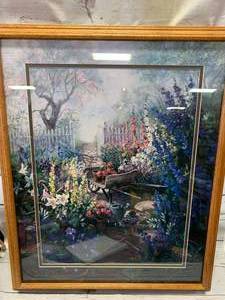 lot 190 image: Gorgeous Garden Scene Art 26 x 33