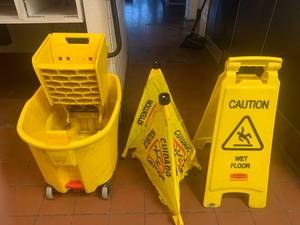Mop Bucket & 4 Caution Signs
