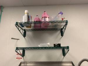 Lot of 5 Green Shelves & Contents 18 x 35