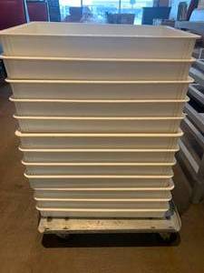 Lot of 12 Commercial Containers with Caster Dolly Included