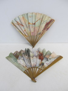 lot 96 image: Pair of Antique Advertising Paper Hand Fans - New York & Saint Paul
