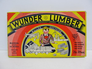 lot 100 image: Vintage 1930s WUNDER LUMBER Wooden Toy Building Set