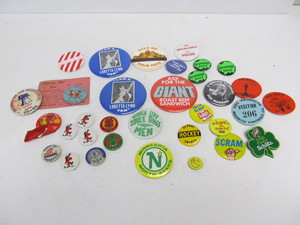 lot 105 image: Group of Assorted Pinbacks Buttons etc