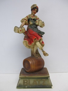 lot 112 image: Large Vintage 1935 BLATZ Valerie Girl Chalkware Advertising Statue