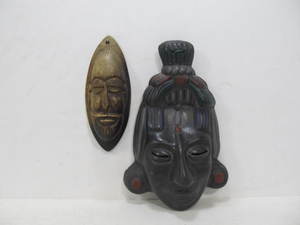 lot 205 image: Pair of Vintage Tribal Masks