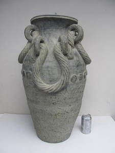 lot 215 image: LARGE Heavy Clay Urn wRope Motif