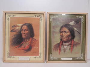 lot 273 image: Pair of Vintage Framed Native American Chief Prints