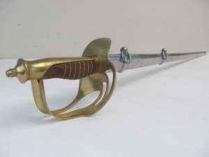 lot 28 image: Steel & Brass Civil War Style Sword wScabbard